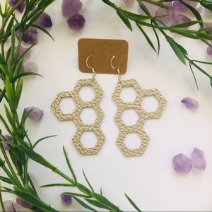 Vegan Leather Honeycomb Earrings